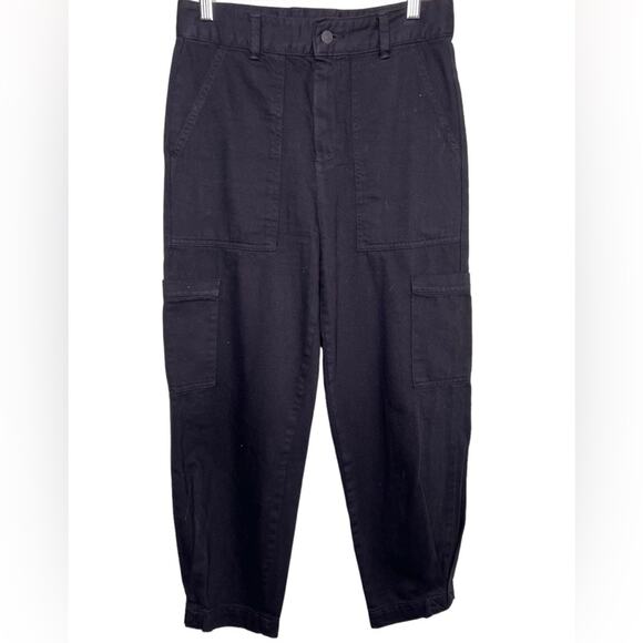 Banana Republic Black black barrel cut pant Tapered Leg Utility Pants Size 0 - Picture 1 of 13